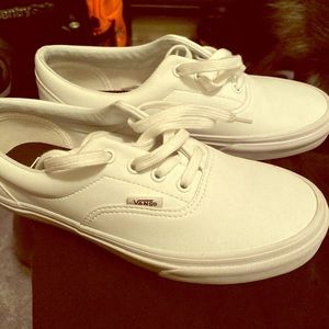 New white leather Vans
